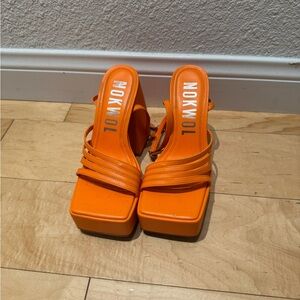 Vibrant Orange Platform Sandals